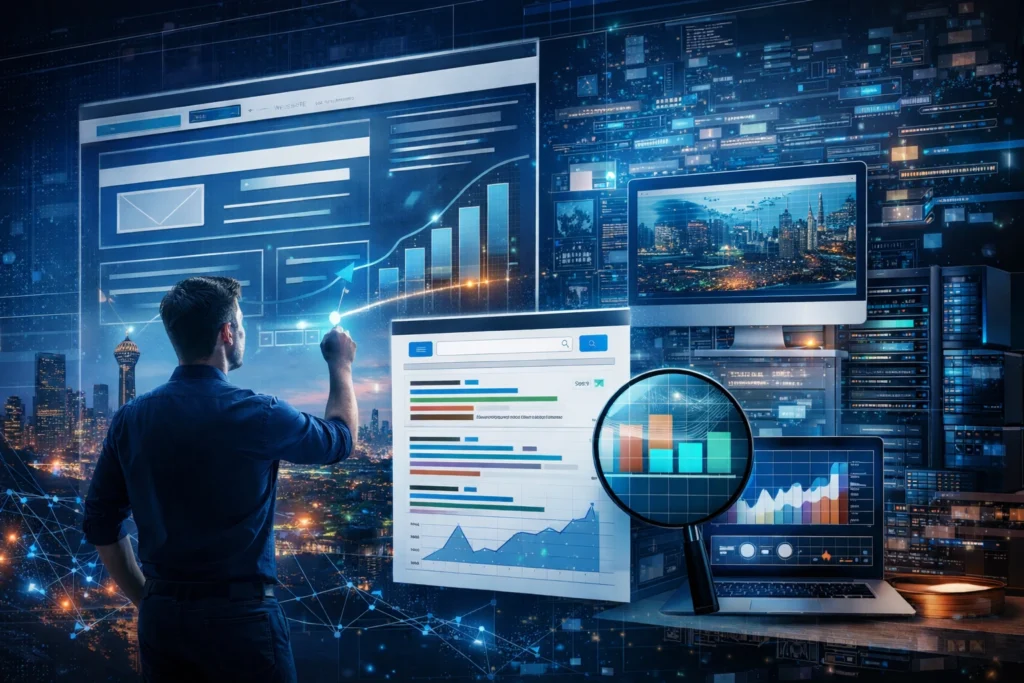 North Texas website design and SEO systems illustration representing Website Masters digital strategy for Dallas Fort Worth businesses